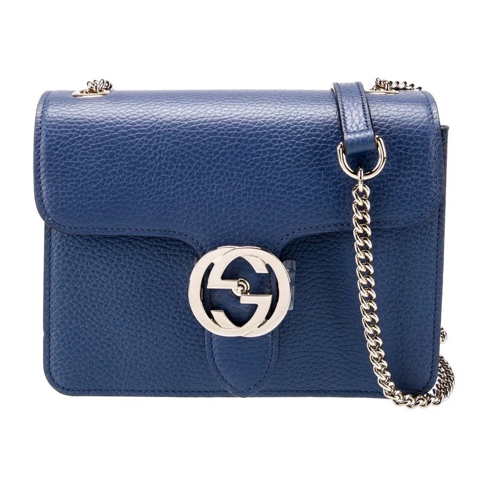 Gucci 100% AUTHENTIC Blue Crossbody Bag with Silver Logo - Picture 2 of 5